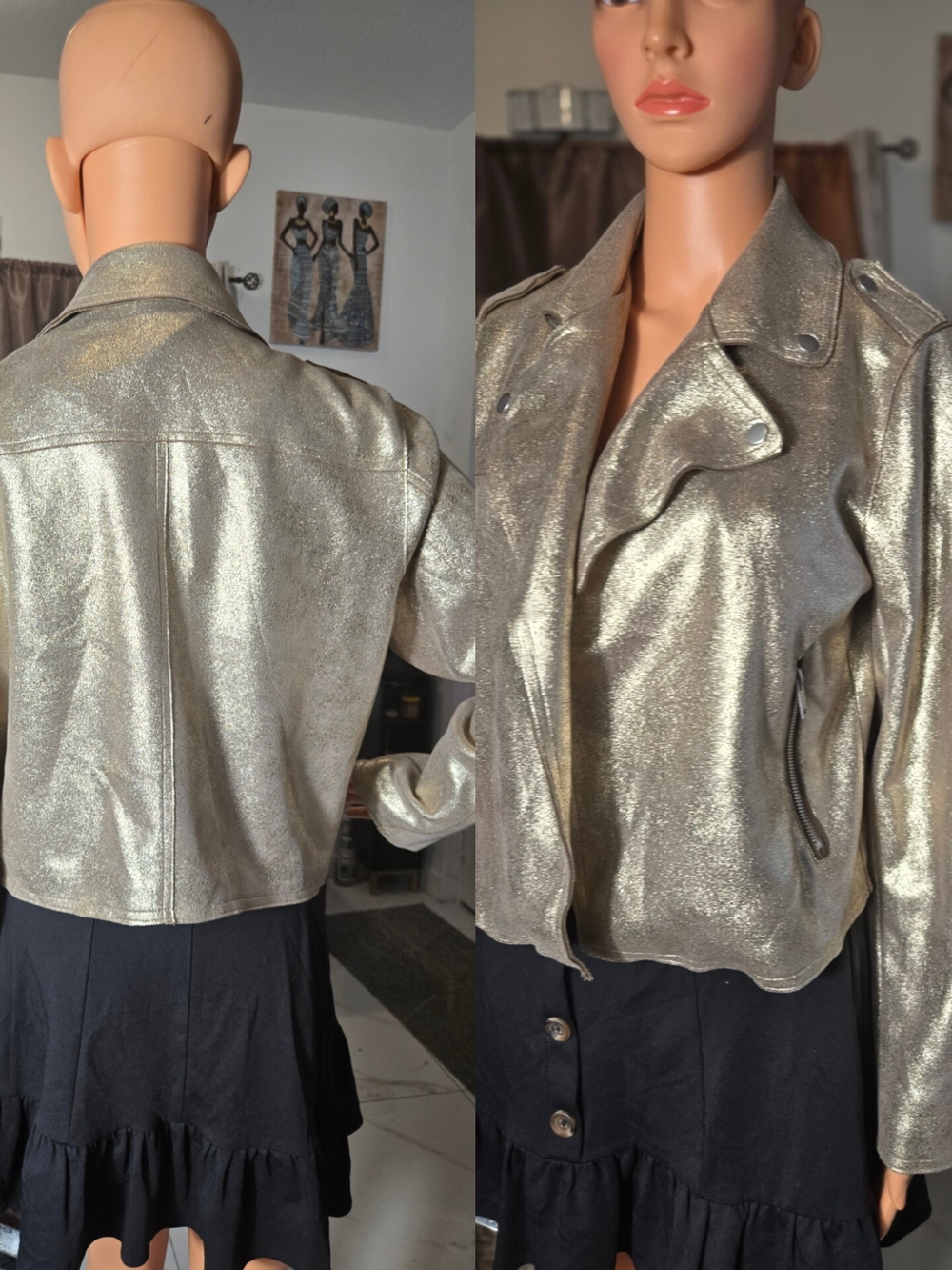 Cato Metallic Gold Cropped Moto Jacket - Picture 3 of 9